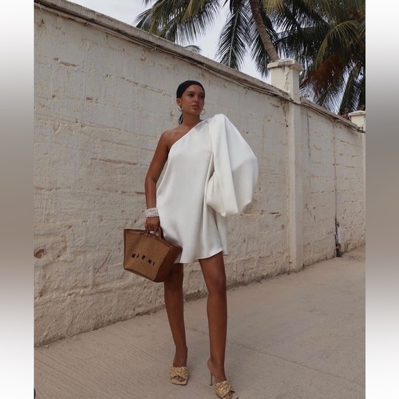 REVOLVE Dresses & Skirts - Revolve Selma Cilek One Sleeve Ecru Mini Dress Sz XS